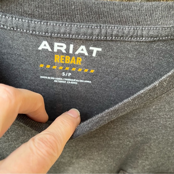 Ariat Wm’s Rebar Workman Logo Long Sleeve T-shirt  In Charcoal Gray Sz S - Picture 3 of 14